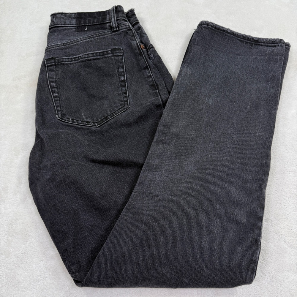 Abercrombie & Fitch Curve Love The Dad High Rise Jeans Black Distressed 28L